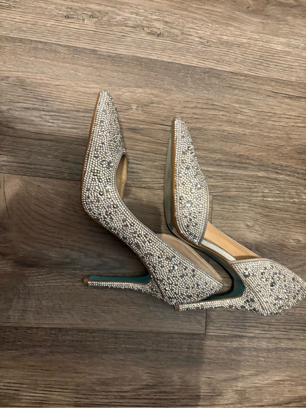Betsey Johnson Embellished Silver Crystal Stiletto Heels for Women size 8 - Picture 5 of 5